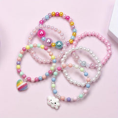 3pcs Beaded Bracelets Sets for Girls, Cloud Love Pendant Set