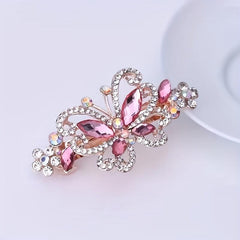 Crystal Butterfly Hair Clip Rhinestone Top Clip Ponytail Accessory