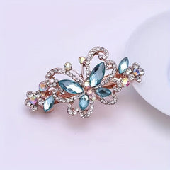Crystal Butterfly Hair Clip Rhinestone Top Clip Ponytail Accessory