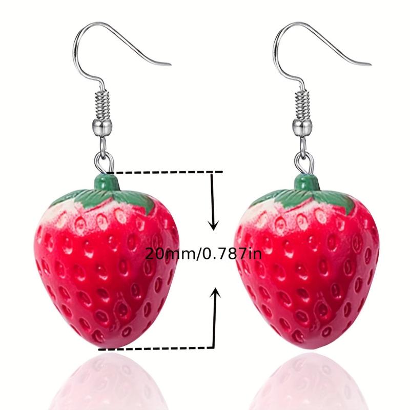 Strawberry Statement Earrings in Bold Red Color