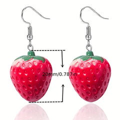 Strawberry Statement Earrings in Bold Red Color
