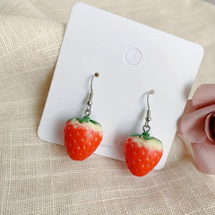 Strawberry Statement Earrings in Bold Red Color