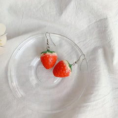 Strawberry Statement Earrings in Bold Red Color