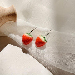 Strawberry Statement Earrings in Bold Red Color