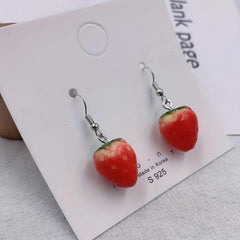 Strawberry Statement Earrings in Bold Red Color