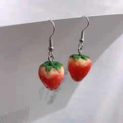 Strawberry Statement Earrings in Bold Red Color