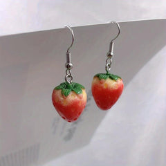 Strawberry Statement Earrings in Bold Red Color