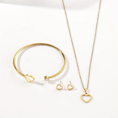 Stainless Steel Jewelry Set Necklace Earrings Bracelet