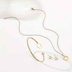 Stainless Steel Jewelry Set Necklace Earrings Bracelet