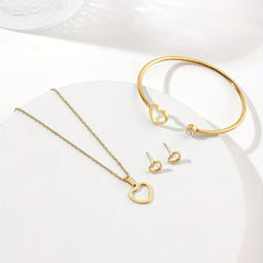 Stainless Steel Jewelry Set Necklace Earrings Bracelet