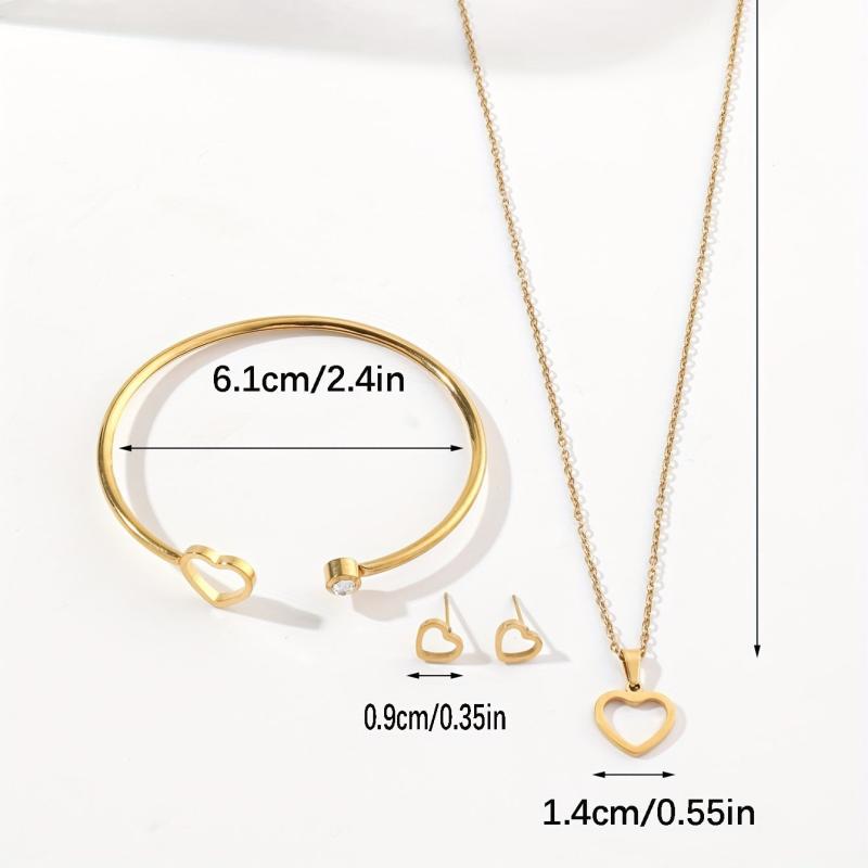 Stainless Steel Jewelry Set Necklace Earrings Bracelet