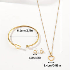 Stainless Steel Jewelry Set Necklace Earrings Bracelet