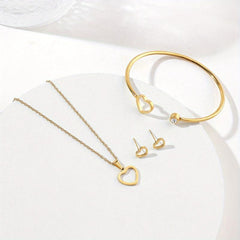 Stainless Steel Jewelry Set Necklace Earrings Bracelet