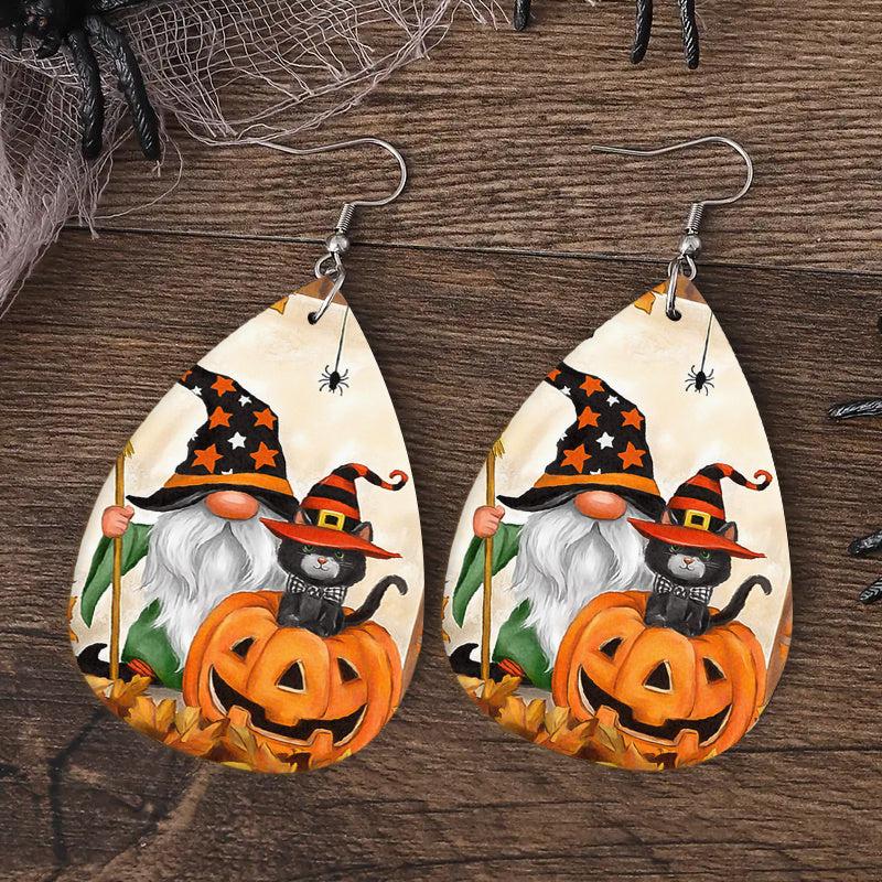 Halloween Faux Leather Earrings Lightweight Teardrop Earrings Women Jewelry