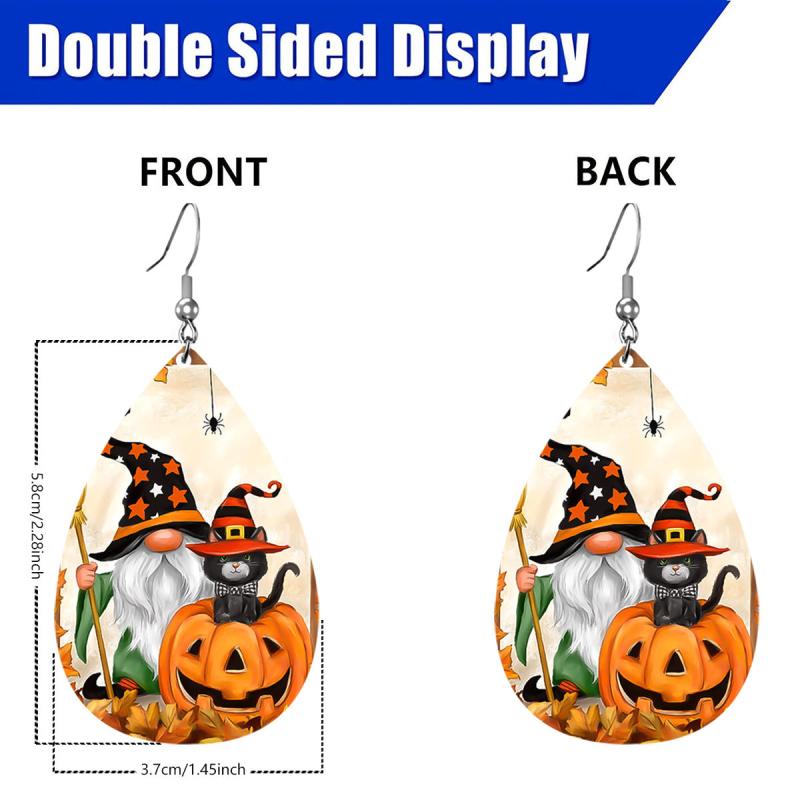Halloween Faux Leather Earrings Lightweight Teardrop Earrings Women Jewelry