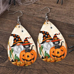 Halloween Faux Leather Earrings Lightweight Teardrop Earrings Women Jewelry