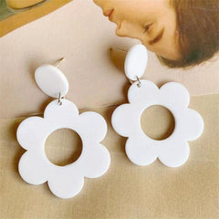 Irregular Geometric Drop Earrings Orange Acrylic Romantic Stitching Flower