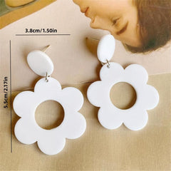 Irregular Geometric Drop Earrings Orange Acrylic Romantic Stitching Flower