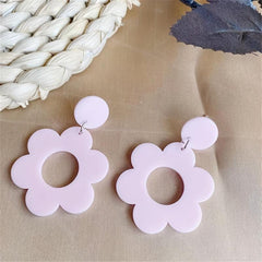 Irregular Geometric Drop Earrings Orange Acrylic Romantic Stitching Flower