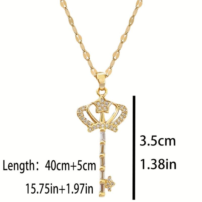 Crown Key Pendant Necklace - Perfect Gift for Women