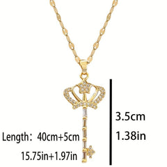 Crown Key Pendant Necklace - Perfect Gift for Women