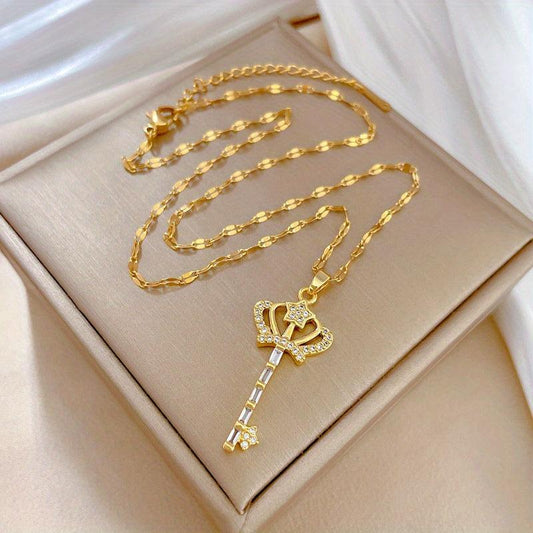 Crown Key Pendant Necklace - Perfect Gift for Women
