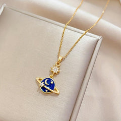 Stainless Steel Moon Star Pendant Necklace for Women Girls