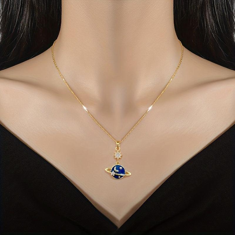 Stainless Steel Moon Star Pendant Necklace for Women Girls