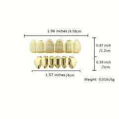 Plated Hip Hop Teeth Grills Top & Bottom Brace for Perfect Smile
