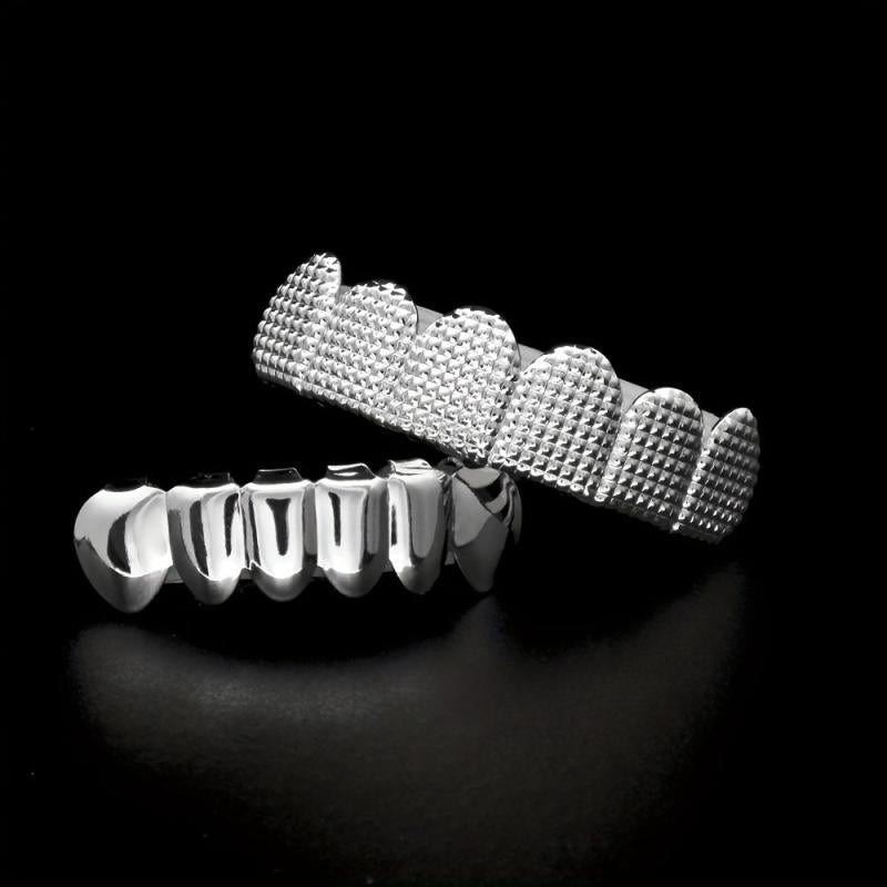 Plated Hip Hop Teeth Grills Top & Bottom Brace for Perfect Smile