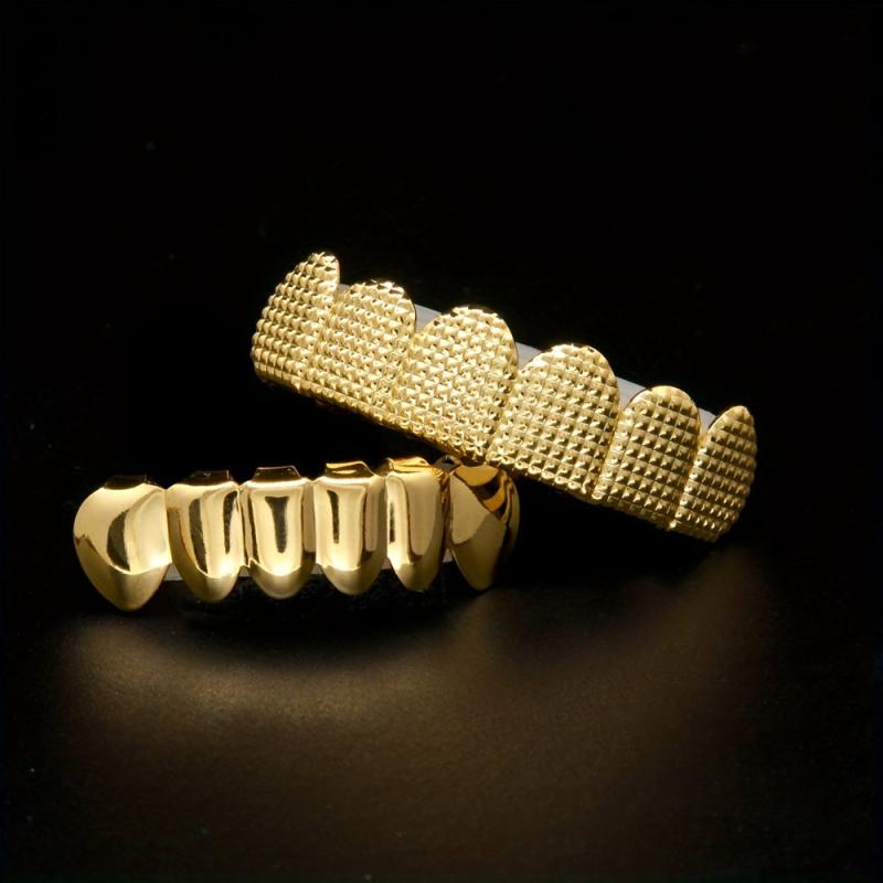 Plated Hip Hop Teeth Grills Top & Bottom Brace for Perfect Smile