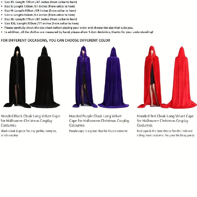 Halloween Hooded Cloak Unisex Reversible Cape Cloak for Witch Vampires Party