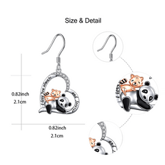 Panda & Kitten Love Heart Earrings For Women Girls - Birthday Christmas