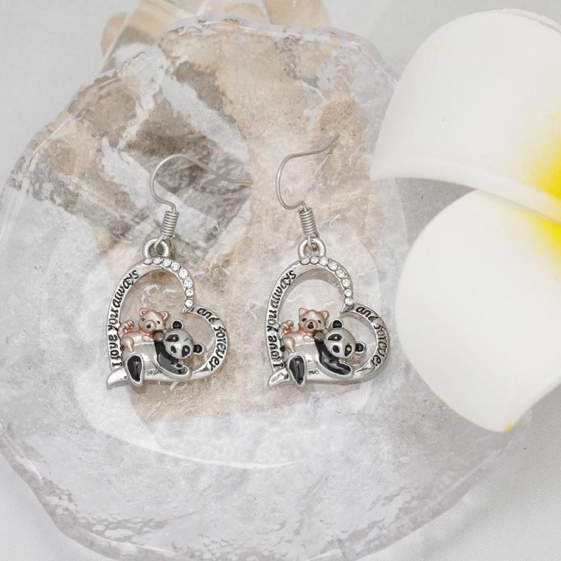Panda & Kitten Love Heart Earrings For Women Girls - Birthday Christmas