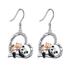 Panda & Kitten Love Heart Earrings For Women Girls - Birthday Christmas