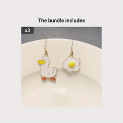 Cheer Duck Poached Egg Earrings - Fun Twist to Your Look