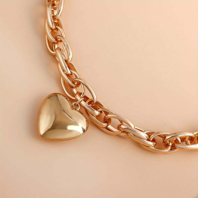 Punk Heart Pendant Necklace Women Chain Steampunk Necklace Jewelry