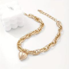 Punk Heart Pendant Necklace Women Chain Steampunk Necklace Jewelry