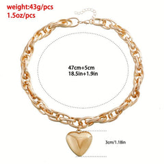 Punk Heart Pendant Necklace Women Chain Steampunk Necklace Jewelry