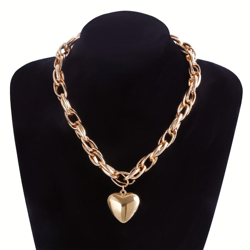 Punk Heart Pendant Necklace Women Chain Steampunk Necklace Jewelry