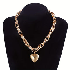 Punk Heart Pendant Necklace Women Chain Steampunk Necklace Jewelry