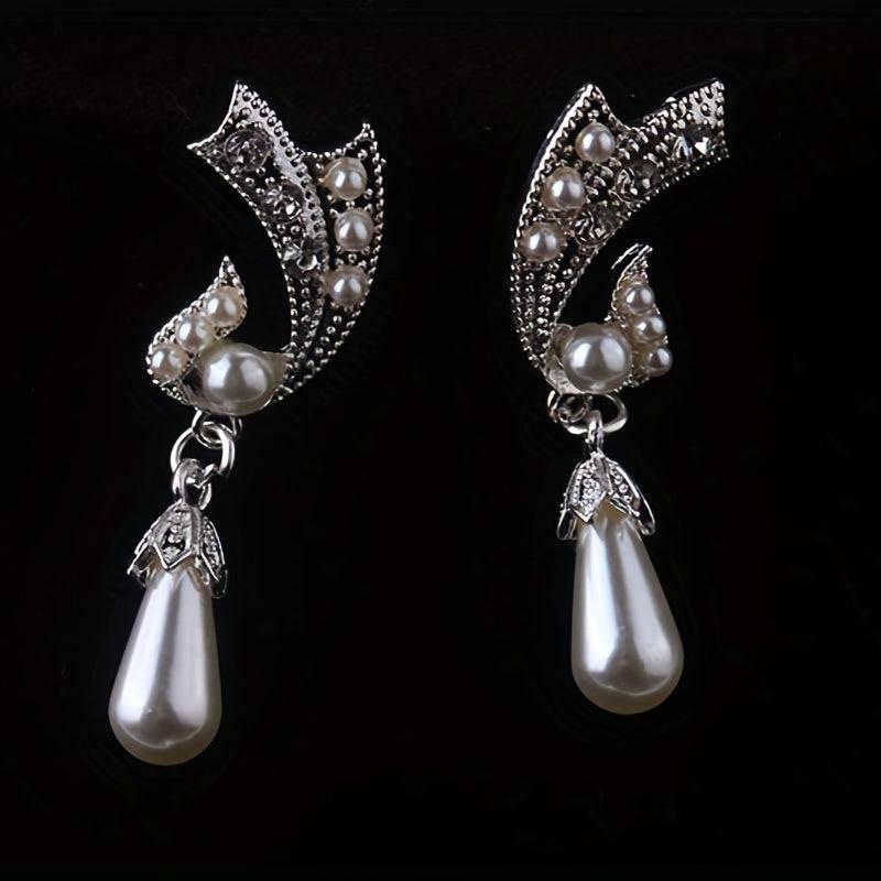 Bridal Jewelry Set Bead and Diamond Necklace Earrings