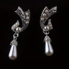 Bridal Jewelry Set Bead and Diamond Necklace Earrings