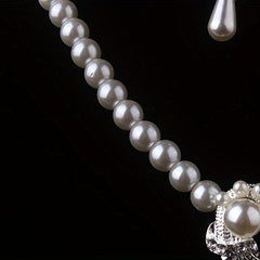 Bridal Jewelry Set Bead and Diamond Necklace Earrings