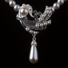 Bridal Jewelry Set Bead and Diamond Necklace Earrings