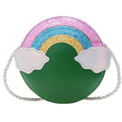 PU Rainbow Small Round Bag Children's Coin Purse Diagonal Crossbody Bag