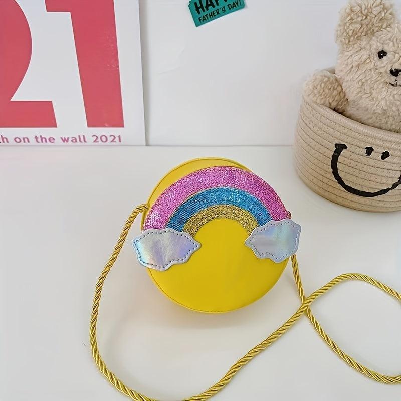 PU Rainbow Small Round Bag Children's Coin Purse Diagonal Crossbody Bag