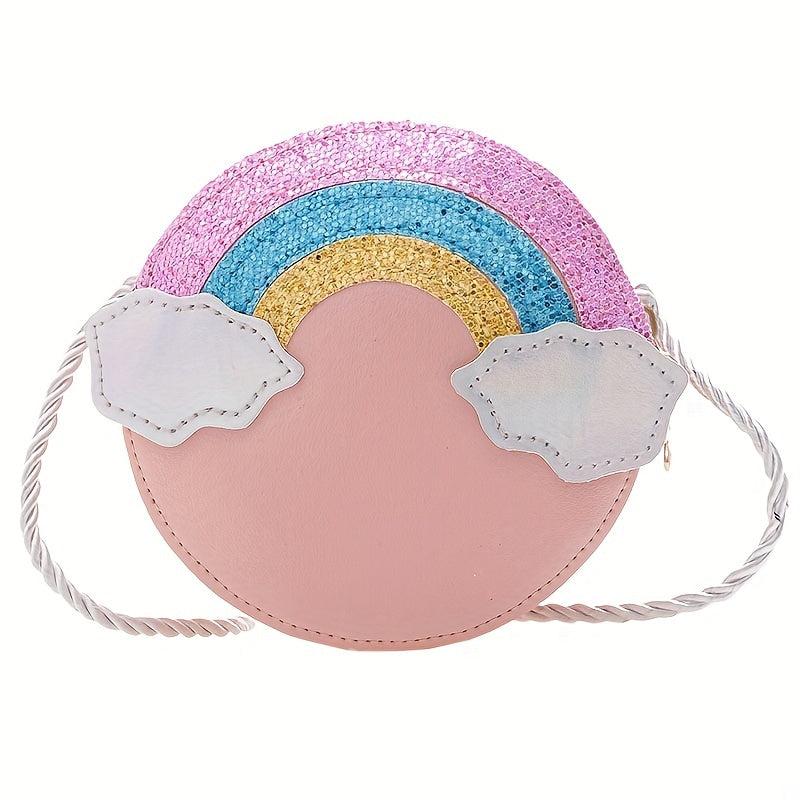 PU Rainbow Small Round Bag Children's Coin Purse Diagonal Crossbody Bag