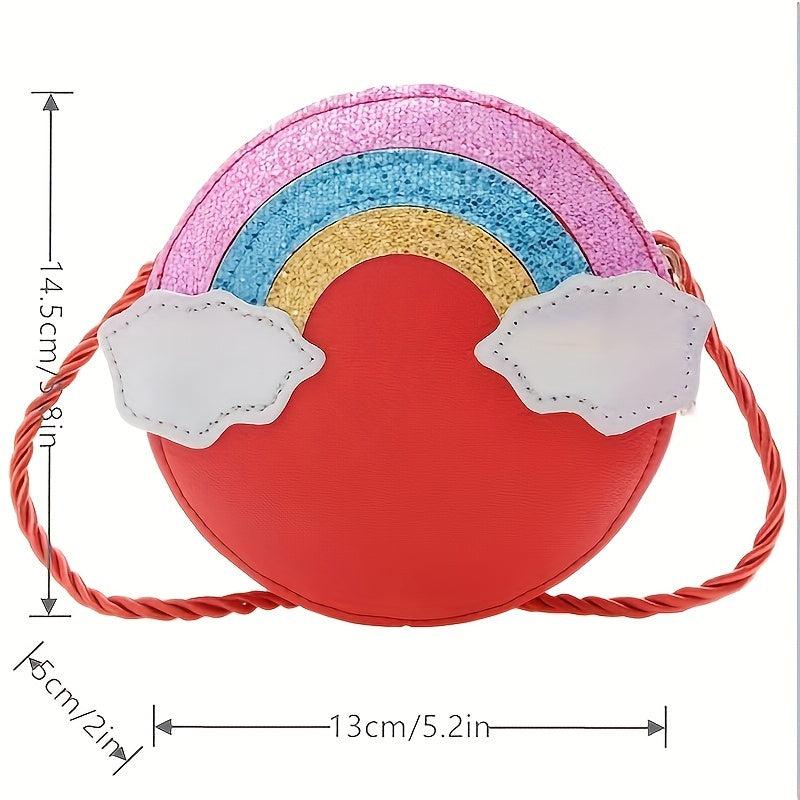PU Rainbow Small Round Bag Children's Coin Purse Diagonal Crossbody Bag