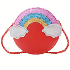 PU Rainbow Small Round Bag Children's Coin Purse Diagonal Crossbody Bag